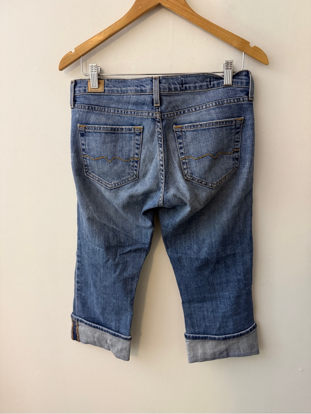 Y2K Red Engine Blue Cropped bermuda Jeans